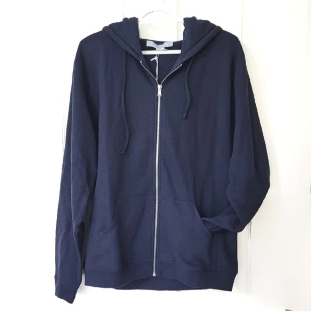 Hill House Super Cozy Teddy Zip Up Hoodie All Gender Sweatshirt Jacket Navy Blue